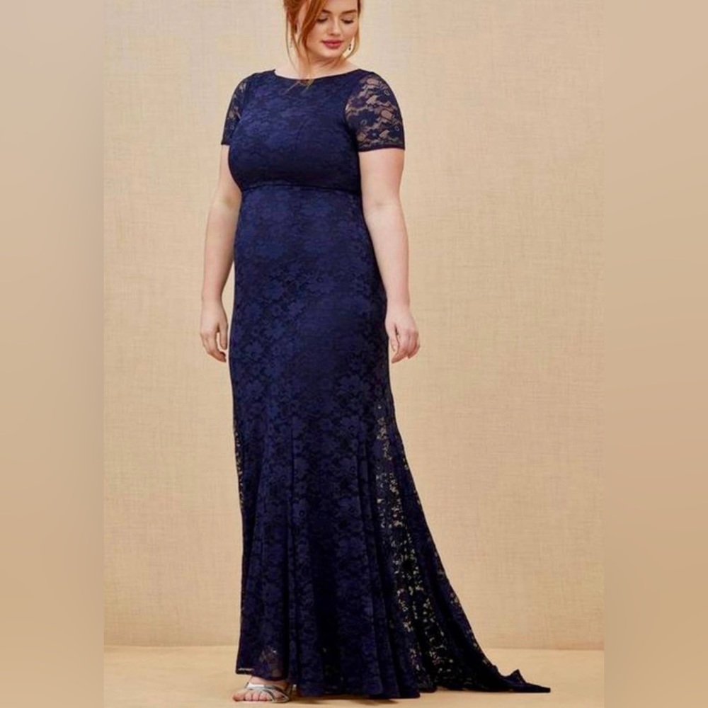 Navy lace full length gown